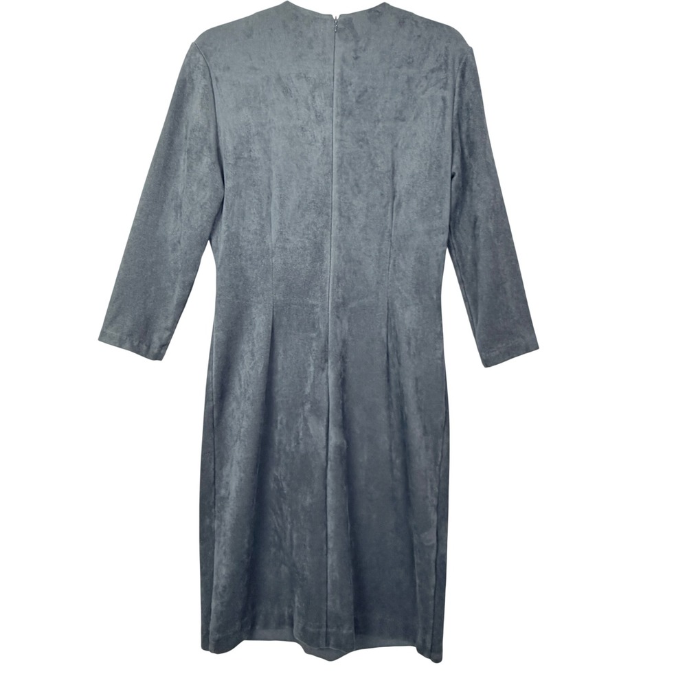 J. McLaughlin M Neville Sheath Faux Suede Crossover Gray LS Midi Women Dress - Picture 3 of 12